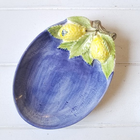 Bassano Ceramic 3D Olive Lemon Snacker Appetizer Serving Dish, Set of 2, Italy - Picture 4 of 14